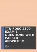 TTU FDSC 2300 EXAM 1 QUESTIONS WITH PASSED ANSWERS&excl;&excl;