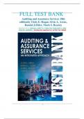 Test Bank for Auditing and Assurance Services&comma; 18th edition by Arens Alvin&comma; Elder Randal&comma; Beasley Mark & Hogan Chris&comma; All Chapters 1-23 LATEST