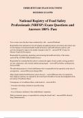 National Registry of Food Safety Professionals &lpar;NRFSP&rpar; Exam Questions and Answers 100&percnt; Pass