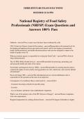National Registry of Food Safety Professionals &lpar;NRFSP&rpar; Exam Questions and Answers 100&percnt; Pass