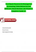 Test Bank Financial & Managerial Accounting&comma; 20th Edition by Jan Williams&comma; Mark Bettner&comma; All Chapters Fully Covered Completed Guide A&plus; Newest Edition 2024 Instant Pdf Download