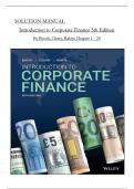 SOLUTION MANUAL For Introduction to Corporate Finance 5th Edition By Booth&comma; Cleary&comma; Rakita&comma; All Chapters 1 to 24 complete Verified editon 