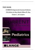 TEST BANK For CURRENT Diagnosis and Treatment Pediatrics 27th Edition by Maya Bunik&semi; William W&period; Hay&comma; All Chapters 1 to 46 complete Verified editon