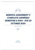 HRM2604 Assignment 5 &lpar;COMPLETE ANSWERS&rpar; Semester 2 2024 - DUE 29 October 2024