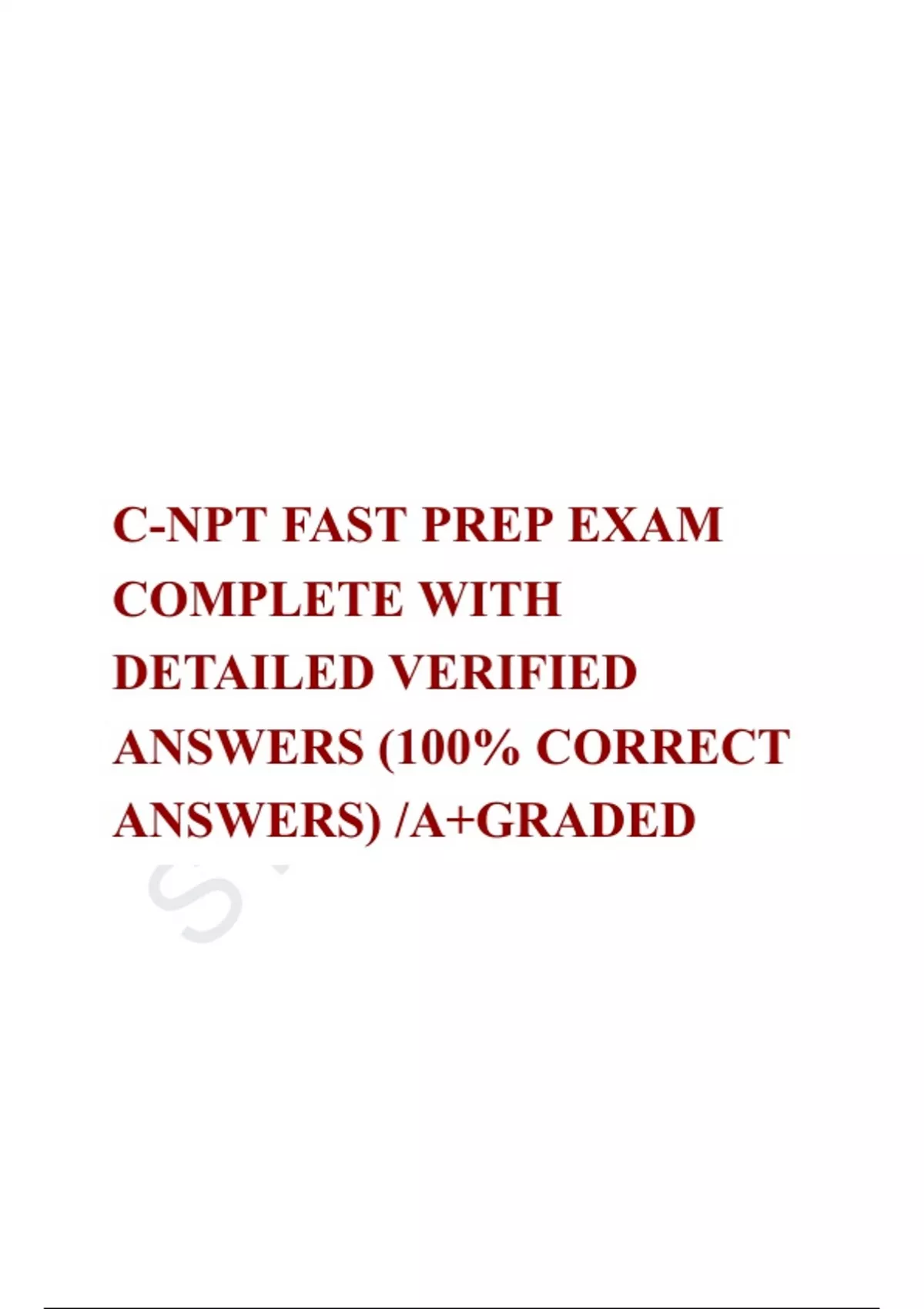 CNPT EXAMSTUDY CORE KNOWLEDGE QUESTIONS PACKAGE DEAL Stuvia US