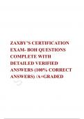 ZAXBY&rsquo;S CERTIFICATION EXAM- BOH QUESTIONS COMPLETE WITH DETAILED VERIFIED ANSWERS &lpar;100&percnt; CORRECT ANSWERS&rpar; &sol;A&plus;GRADED 