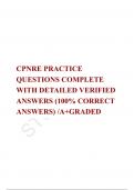 CPNRE PRACTICE QUESTIONS COMPLETE WITH DETAILED VERIFIED ANSWERS &lpar;100&percnt; CORRECT ANSWERS&rpar; &sol;A&plus;GRADED 