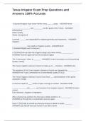 Texas Irrigator Exam Prep Questions and Answers 100&percnt; Accurate