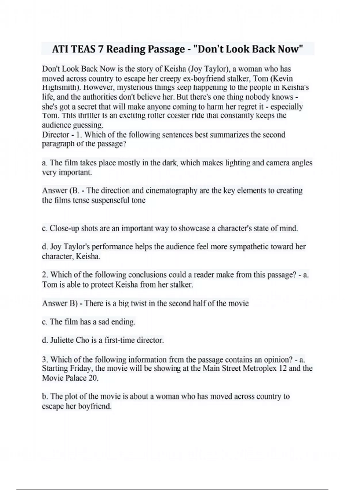 ATI TEAS 7 Reading Passage - 