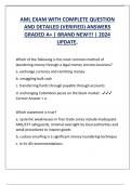 AML EXAM WITH COMPLETE QUESTION  AND DETAILED &lpar;VERIFIED&rpar; ANSWERS  GRADED A&plus; &vert; BRAND NEW&excl;&excl;&excl; &vert; 2024  UPDATE&period;