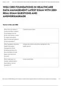 WGU C810 FOUNDATIONS IN HEALTHCARE DATA MANAGEMENT LATEST EXAM WITH 200&plus; REAL EXAM QUESTIONS AND ANSWERS&vert;AGRADE