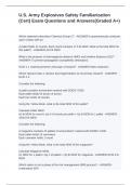 U&period;S&period; Army Explosives Safety Familiarization &lpar;Cert&rpar; Exam Questions and Answers&lpar;Graded A&plus;&rpar;