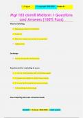Mgt 103 demill Midterm 1 Questions  and Answers &lpar;100&percnt; Pass&rpar;