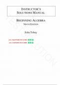Solution Manual for Beginning Algebra 9th Edition&comma; by John Tobey Jr&period;&comma; Jeffrey Slater&comma; Jamie Blair&comma; Jennifer Crawford&comma; All Chapters 1-10&period;