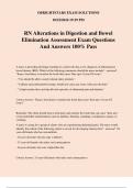 RN Alterations in Digestion and Bowel Elimination Assessment Exam Questions And Answers 100&percnt; Pass