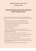 School Psychology Final Exam Questions With Verified Answers