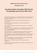 Securities Industry Essentials &lpar;SIE&rpar; Practice Test Questions and Answers 100&percnt; Pass&period;