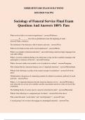 Sociology of Funeral Service Final Exam Questions And Answers 100&percnt; Pass