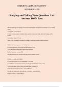 Studying and Taking Tests Questions And Answers 100&percnt; Pass