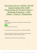 Final Exam Review&colon; NR293 &sol; NR 293 &lpar;Latest Update 2024 &sol; 2025&rpar; Pharmacology for Nursing Practice &vert; Questions & Answers &vert; 100&percnt; Correct &vert; Grade A - Chamberlain