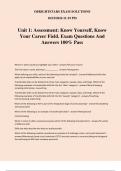 Unit 1&colon; Assessment&colon; Know Yourself&comma; Know Your Career Field&period; Exam Questions And Answers 100&percnt; Pass
