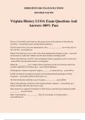 Virginia History LUOA Exam Questions And Answers 100&percnt; Pass