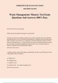 Waste Management&colon; Mastery Test Exam Questions And Answers 100&percnt; Pass&period;