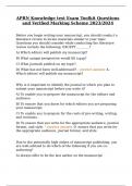 APRN Knowledge test Exam Toolkit Questions and Verified Marking Scheme 2023&sol;2024