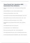 Texas Permit Test  Questions With Guaranteed Pass Solutions&period;