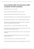 Texas Written DMV Test Questions With Complete Verified Solutions&period;