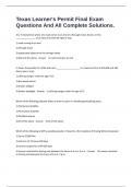 Texas Learner's Permit Final Exam Questions And All Complete Solutions&period;