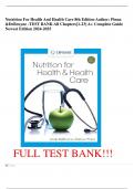 Nutrition For Health And Health Care 8th Edition Author&colon; Pinna &DeBruyne -TEST BANK All Chapters&lbrack;1-23&rsqb; A&plus; Complete Guide Newest Edition 2024-2025