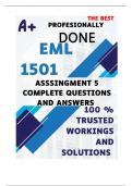 EML1501 Assignment 5 &lpar;COMPLETE ANSWERS&rpar; 2024