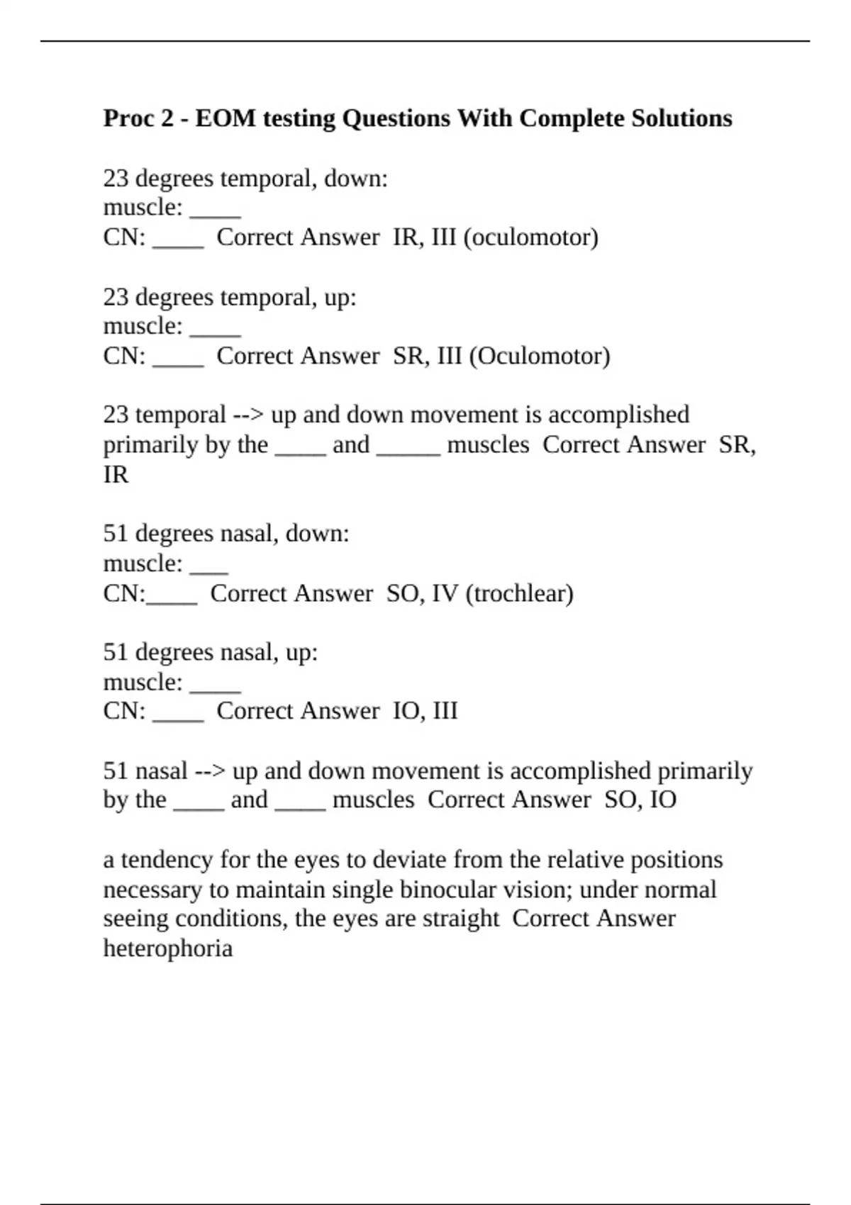 Testing Eoms Proc 2 - EOM testing Questions With Complete Solutions - EOM - Stuvia US