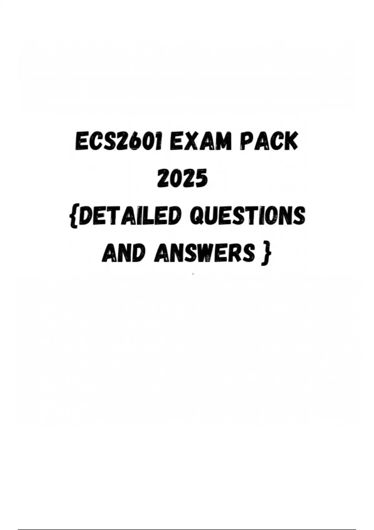 Ecs2601 Exam Pack 2025 Detailed Questions And Answers Intermediate