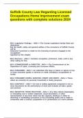 Suffolk County Law Regarding Licensed Occupations Home Improvement exam questions with complete solutions 2024