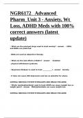NGR6172&lowbar; Advanced Pharm&lowbar;Unit 3 - Anxiety&comma; Wt Loss&comma; ADHD Meds with 100- correct answers 