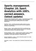 Sports management Chapter 16 Sport Analytics with 100- correct answers &lpar;latest update&rpar;&period;