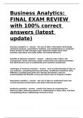 Business AnalytiCS FINAL EXAM REVIEW with 100- correct answers &lpar;latest update&rpar;&period;