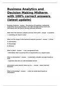 Business Analytics and Decision Making Midterm with 100- correct answers &lpar;latest update&rpar;&period;