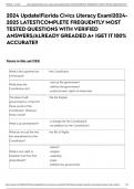2024 Update&vert;Florida Civics Literacy Exam&vert;2024-2025 LATEST&vert;COMPLETE FREQUENTLY MOST TESTED QUESTIONS WITH VERIFIED ANSWERS&sol;ALREADY GREADED A&plus; &vert;GET IT 100&percnt; ACCURATE&excl;&excl;