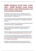 NASM Nutritional Coach Exam Latest  2024 &vert; NASM Nutrition Coach Actual  Exam Update Latest 2024 Questions and  Correct Answers Rated A&plus;