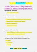 Urine & Body Fluid Analysis Exam 1 Questions and Answers &lpar;100&percnt; Pass&rpar;