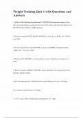 Weight Training Quiz 1 with Questions and Answers