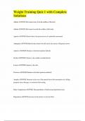 Weight Training Quiz 1 with Complete Solutions