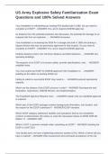 US Army Explosive Safety Familiarization Exam Questions and 100&percnt; Solved Answers