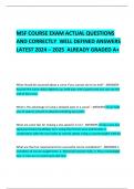 MSF COURSE EXAM ACTUAL QUESTIONS AND CORRECTLY  WELL DEFINED ANSWERS LATEST 2024 &ndash; 2025  ALREADY GRADED A&plus;   