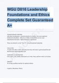 WGU D016 Leadership Foundations and Ethics Complete Set Guaranteed A&plus;