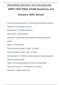 ANPH 1002 FINAL EXAM Questions and Answers 100&percnt; Solved