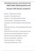 ANPH FINAL EXAM Questions and Answers 100&percnt; Solved &vert; Graded A&plus;